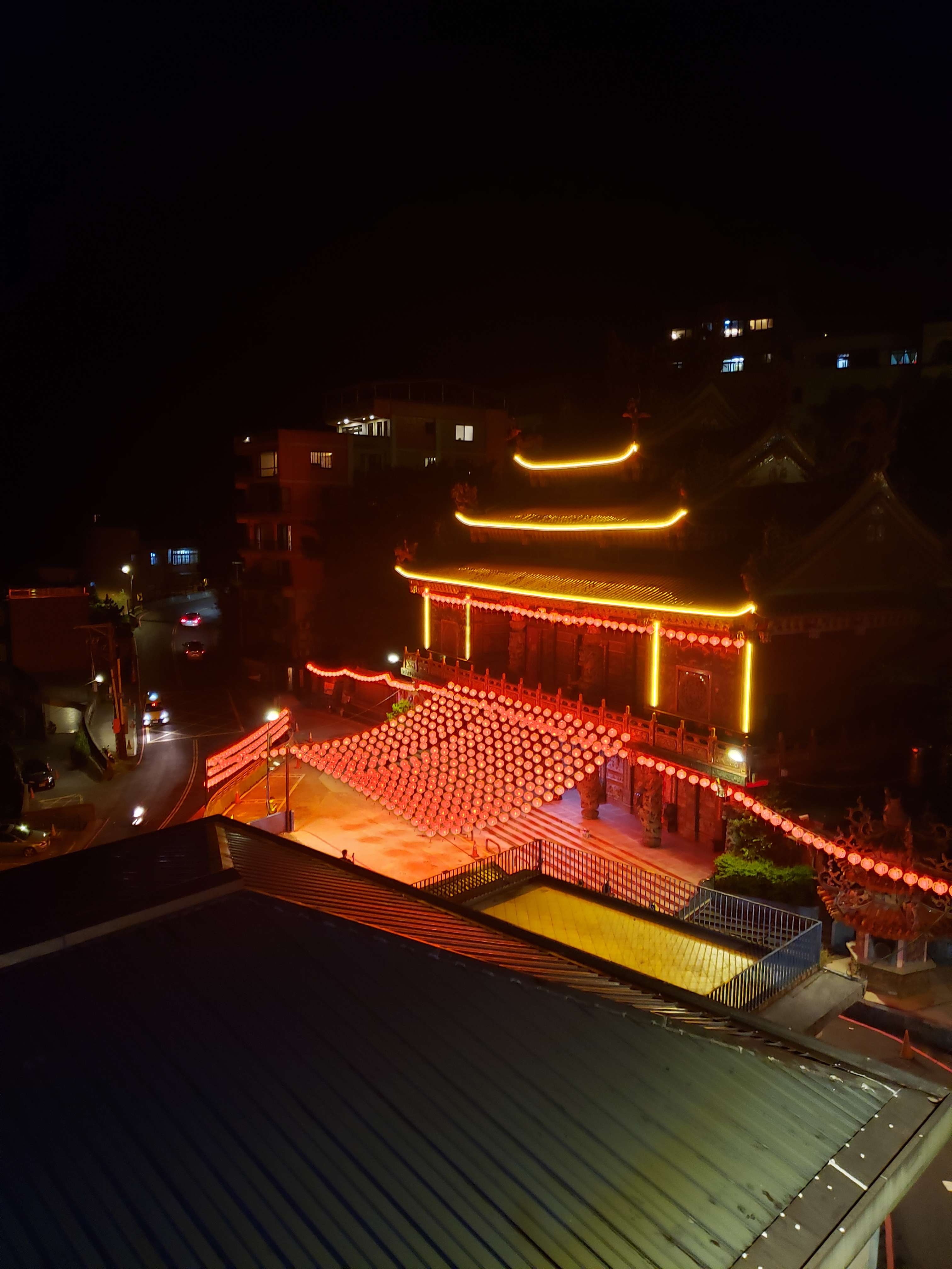 Temple with red